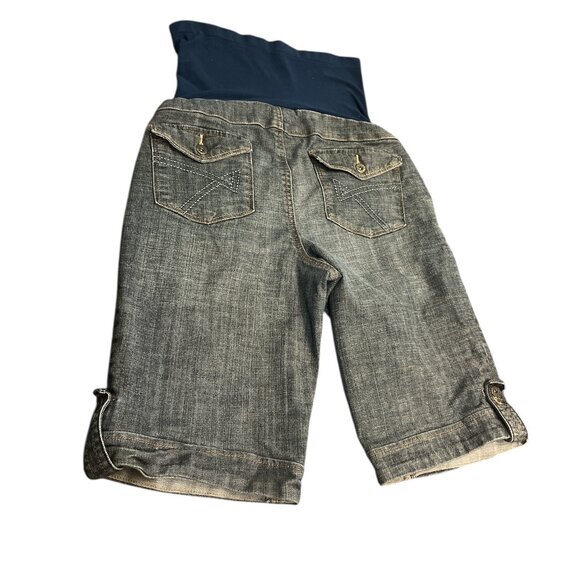 AMERICAN STAR Long Maternity Shorts Size Medium Stretchy Greyish Blue Denim - Picture 3 of 7